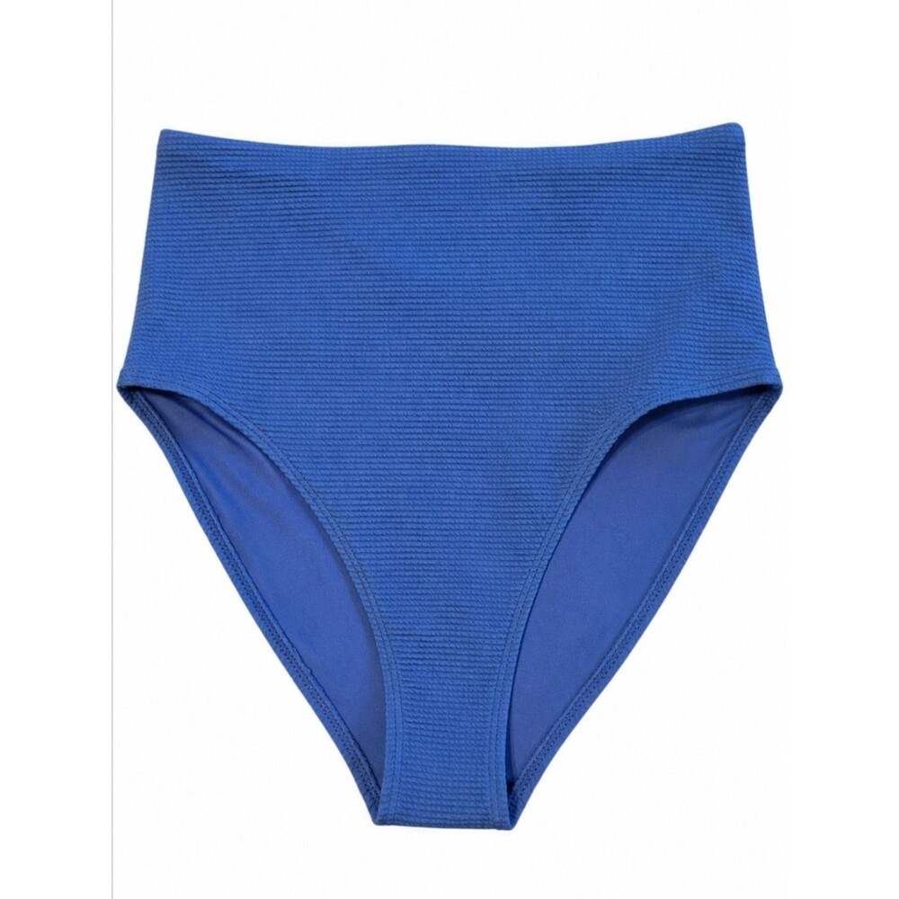 Old Navy Sz Medium Womens High Waisted Blue Ribbed Bikini Bottom Swimwear Beach